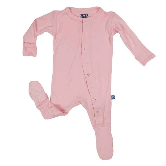 Girl's Solid Bamboo Footie with Snaps - Lotus - Picture 1 of 4